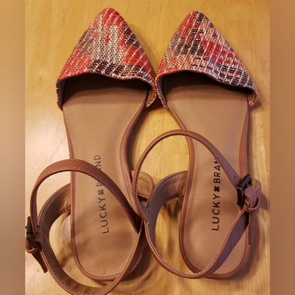 Lucky Brand Makaby Woven Striped Flat Sandals 6.5 - Picture 6 of 9